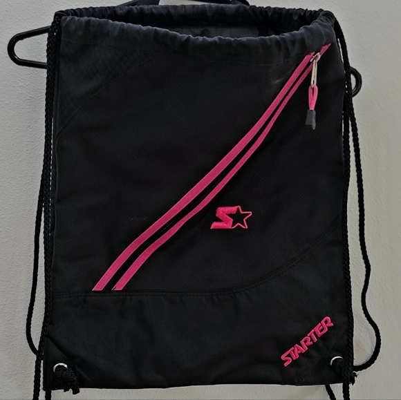 STARTER NWOT Black/Pink Light Weight Backpack 1 Interior Pocket - Picture 1 of 2